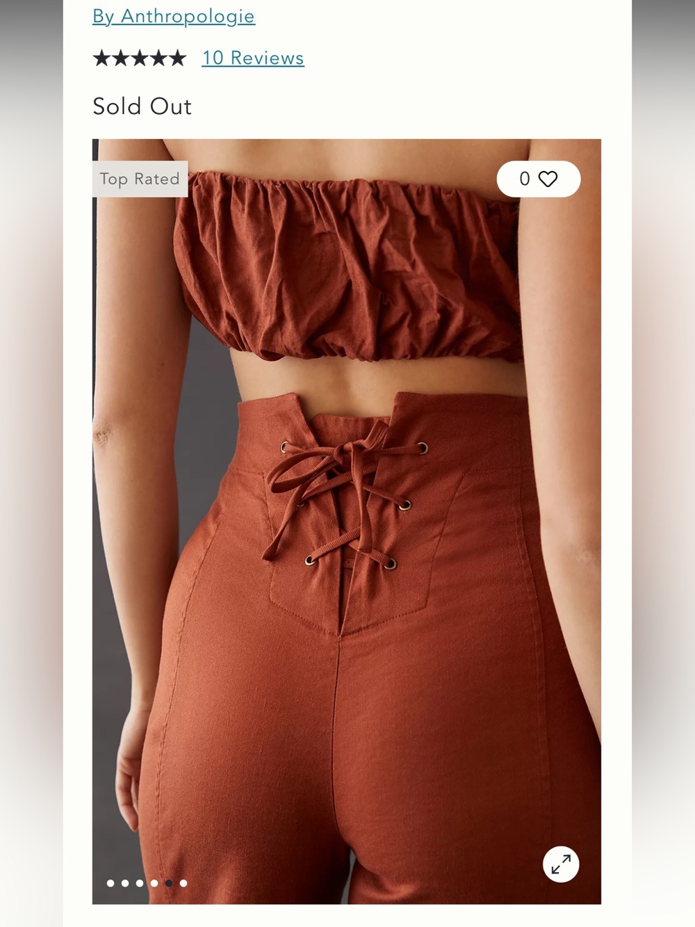 Anthropologie Rust Lace-Up High-Waist Pants